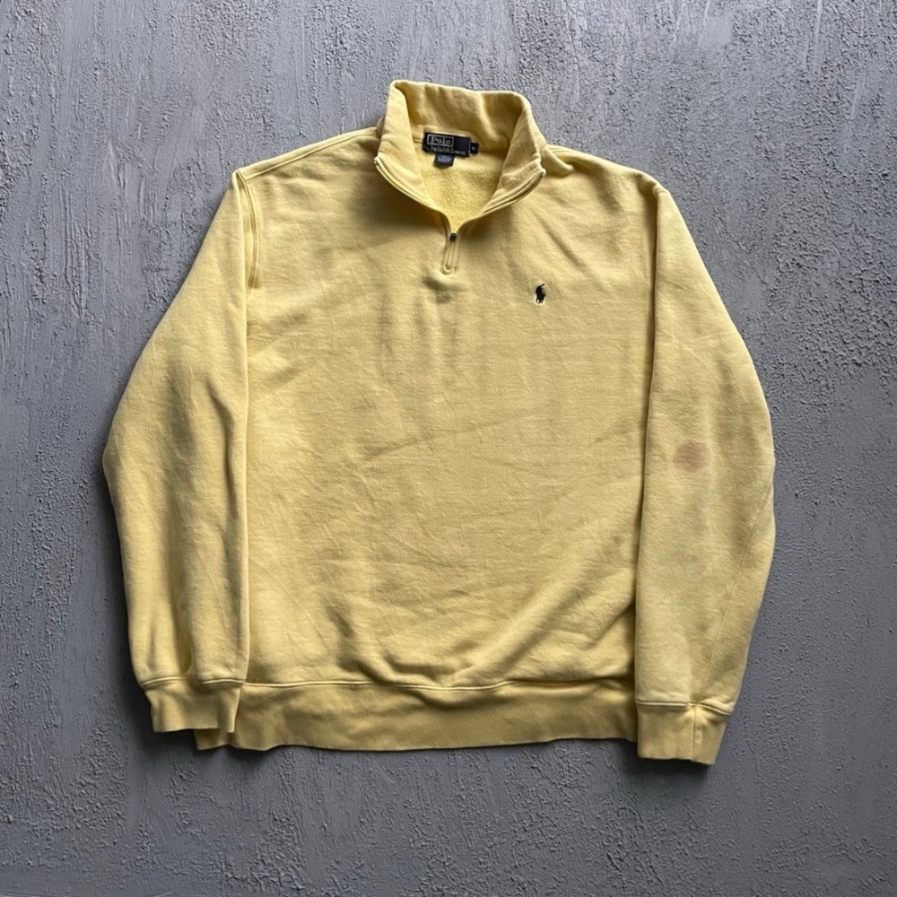 Vintage Polo Ralph Lauren Quarter Zip Pullover Sweatshirt Mens XL Yellow 90s